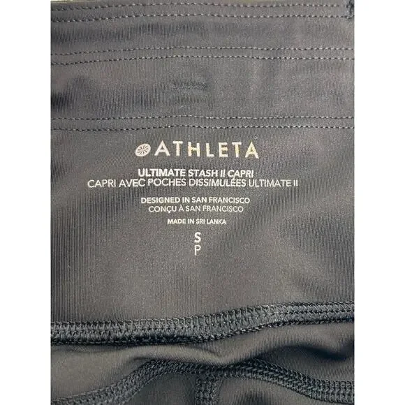 Athleta Ultimate Stash II Capri Leggings Sz S Black EUC - Picture 4 of 11